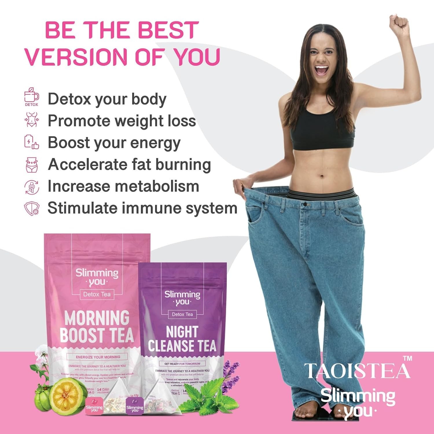 Natural Herbal Detox Tea for 14 Days: Energizing Morning & Gentle Night Cleanse