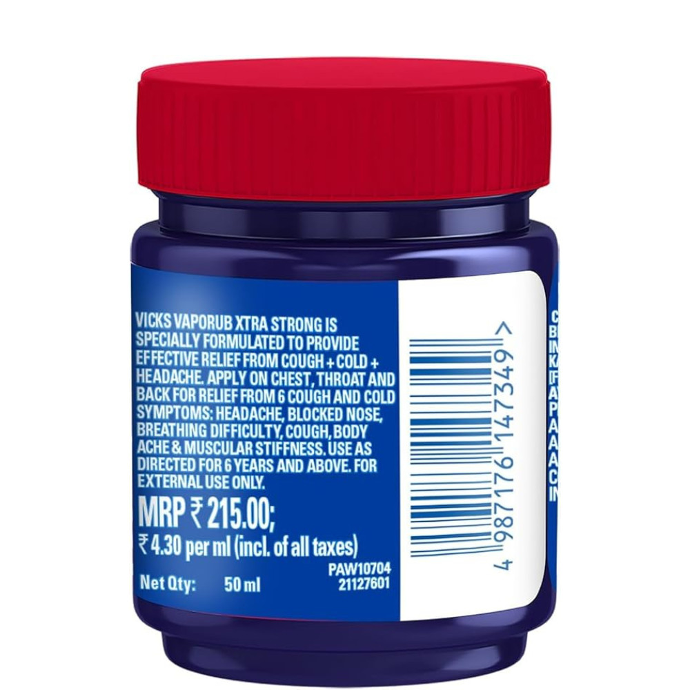 Vicks VapoRub Xtra Strong 1.76oz / 50ml Menthol Blend Fast Relief Pack of 12