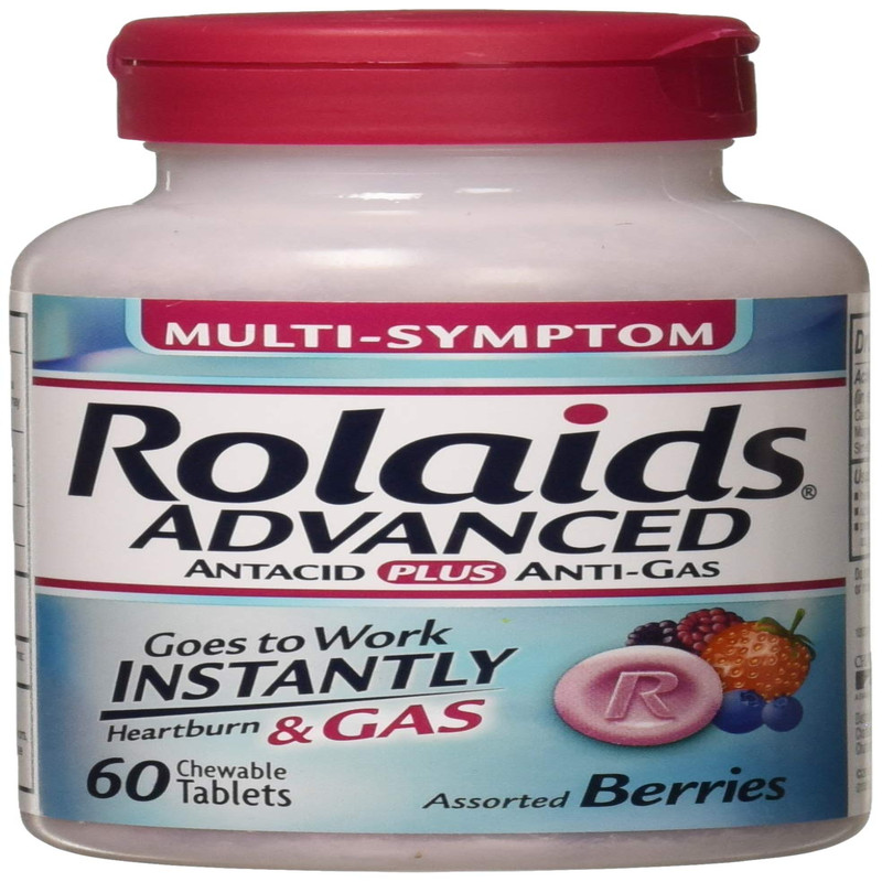 Rolaids Advanced Antacid Plus Anti Gas Tablets Mixed Berry 60 Count Pack Of 3