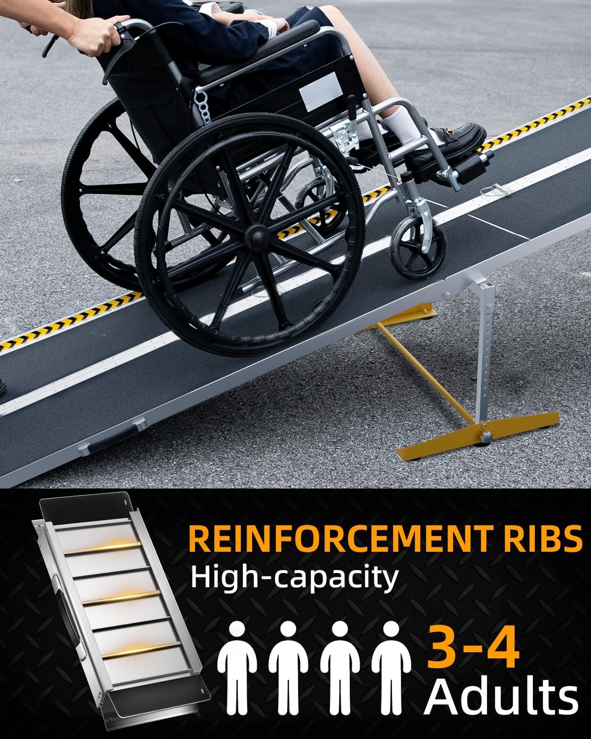 2/3/4/5/6/7/8/10/12FT Home Wheelchair Ramp Non-Skid Folding Aluminum Ramps Steps