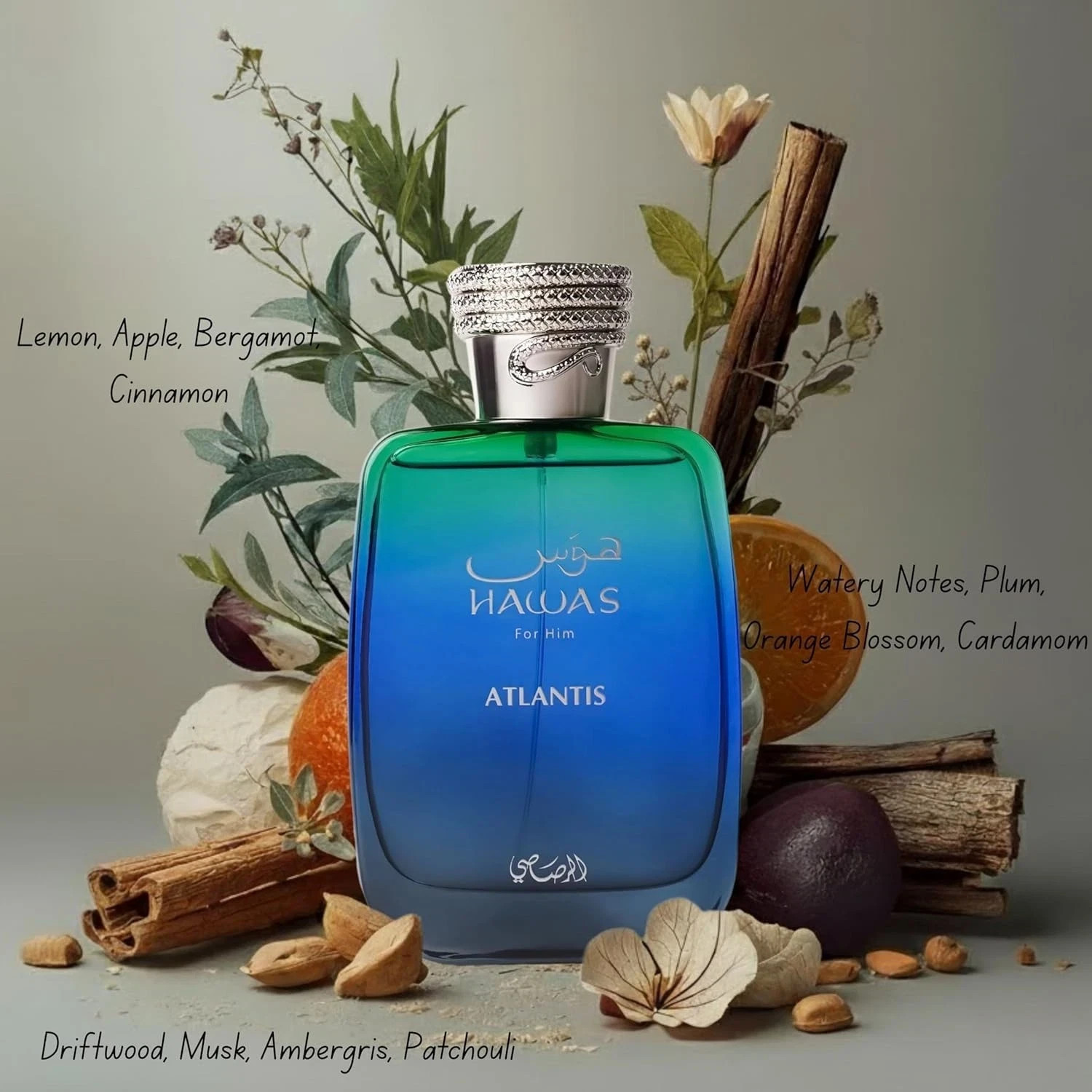 RASASI Hawas Atlantis Eau de Parfum for Men, 3.4 oz Fresh & Modern Scent Spray