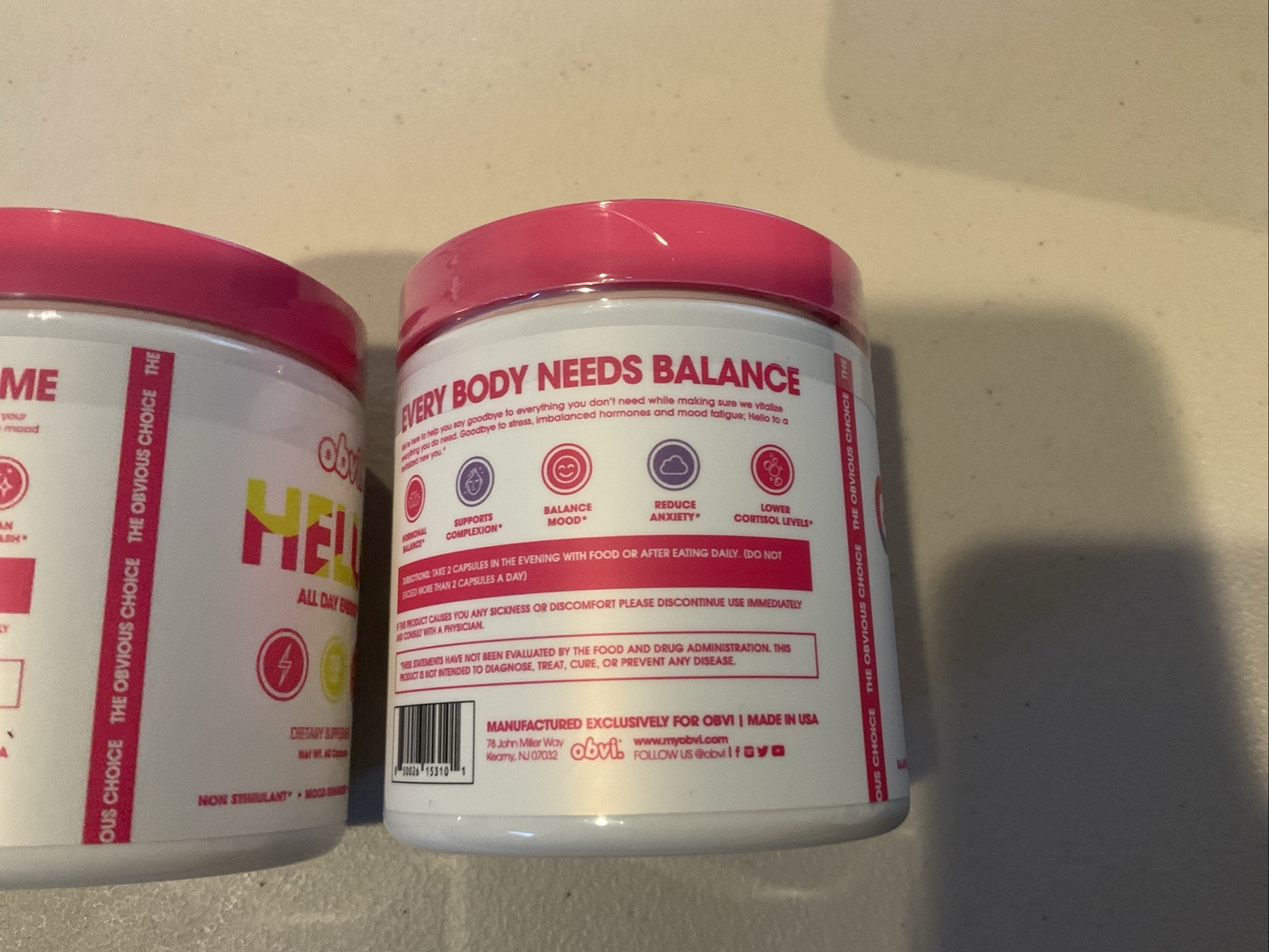 Obvi Goodbye Hello All Day Energy and Hormonal In Balance 2 Pack 60 Capsules New
