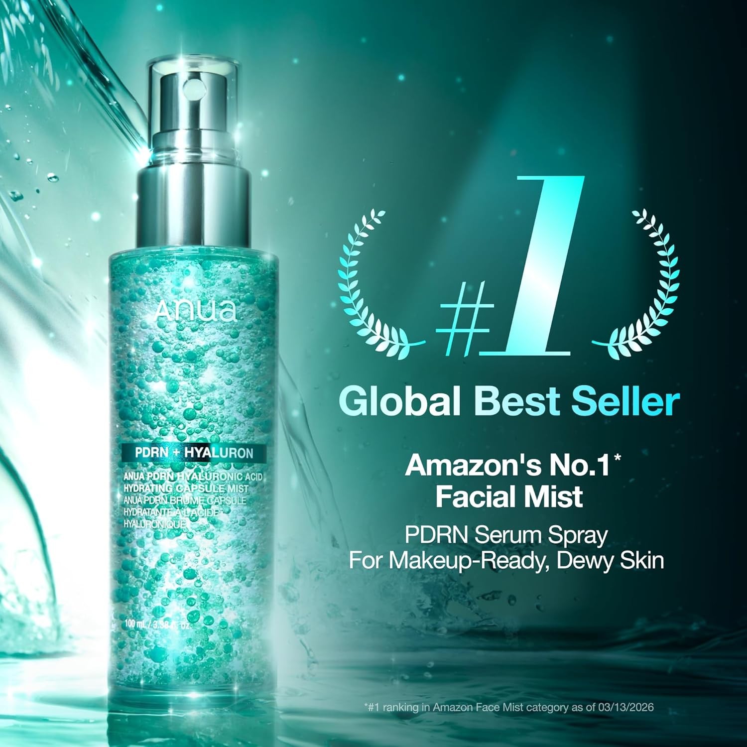 Anua PDRN Collagen Glow Facial Serum Spray, Hydrating Face Mist, Hyaluronic