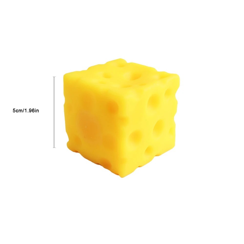 Yellow Cheese Squeeze Toy Soft Rubber Novelty Stress Ball Bouncing Play for Anxi