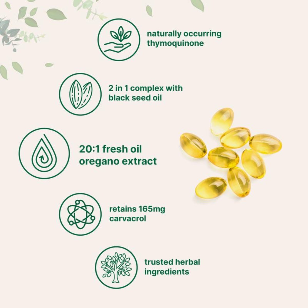 2-in-1 Oil of Oregano & Black Seed Softgels–with Carvacrol for Immune & Wellness