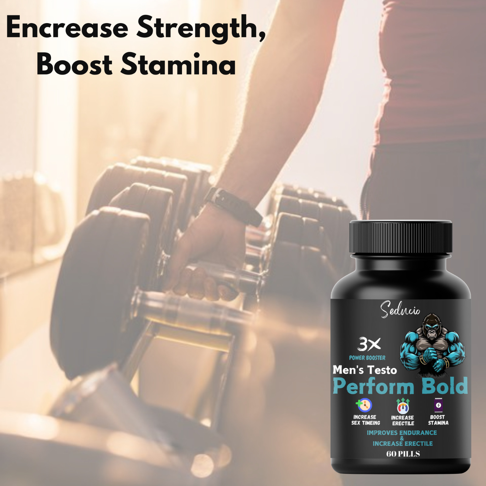 NEW . 60 Powerful Capsules . Works In 10 Minutes. 100% Money Back Guaranteed