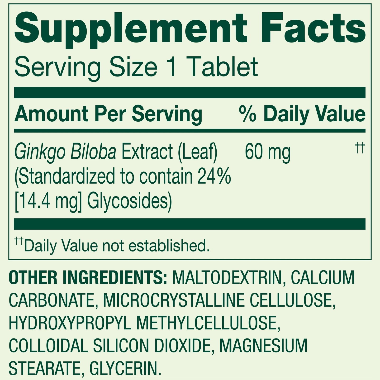 Spring Valley Extract Ginkgo Biloba Herbal Supplement 60 mg, 240 ct Always Fresh