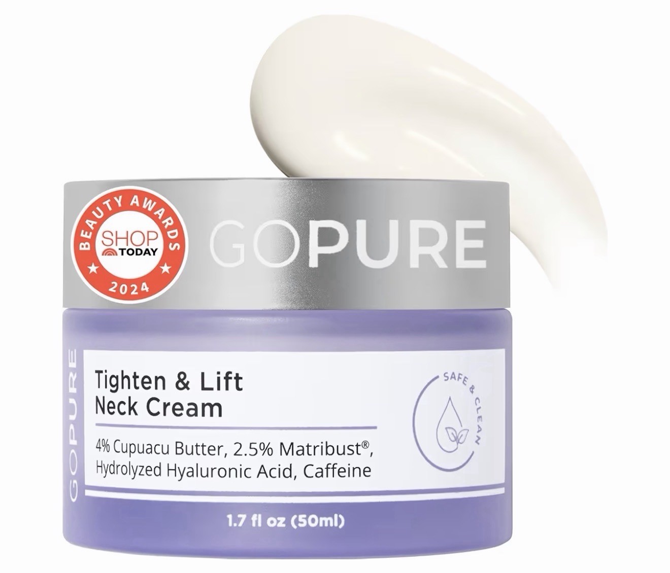 New & Sealed! Go Pure Tighten & Lift Neck Firming Cream 1.7 Oz 50ml Exp. 3/2028