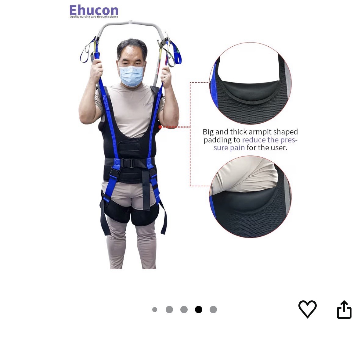 Full Body Lift Sling Hover Patient Walking Standing Aid Adjustable Waist Range