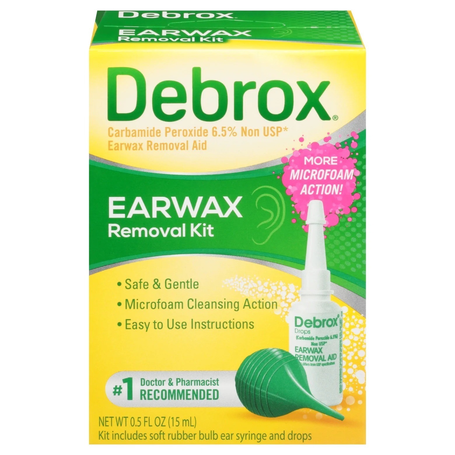 Debrox Ear Wax Removal Kit – Includes Bulb Syringe and 0.5 Fl Oz Removal Drops
