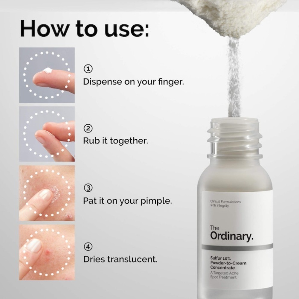 The Ordinary Authentic Sulfur 10% Powder-to-Cream Concentrate Acne Spot 0.176 oz