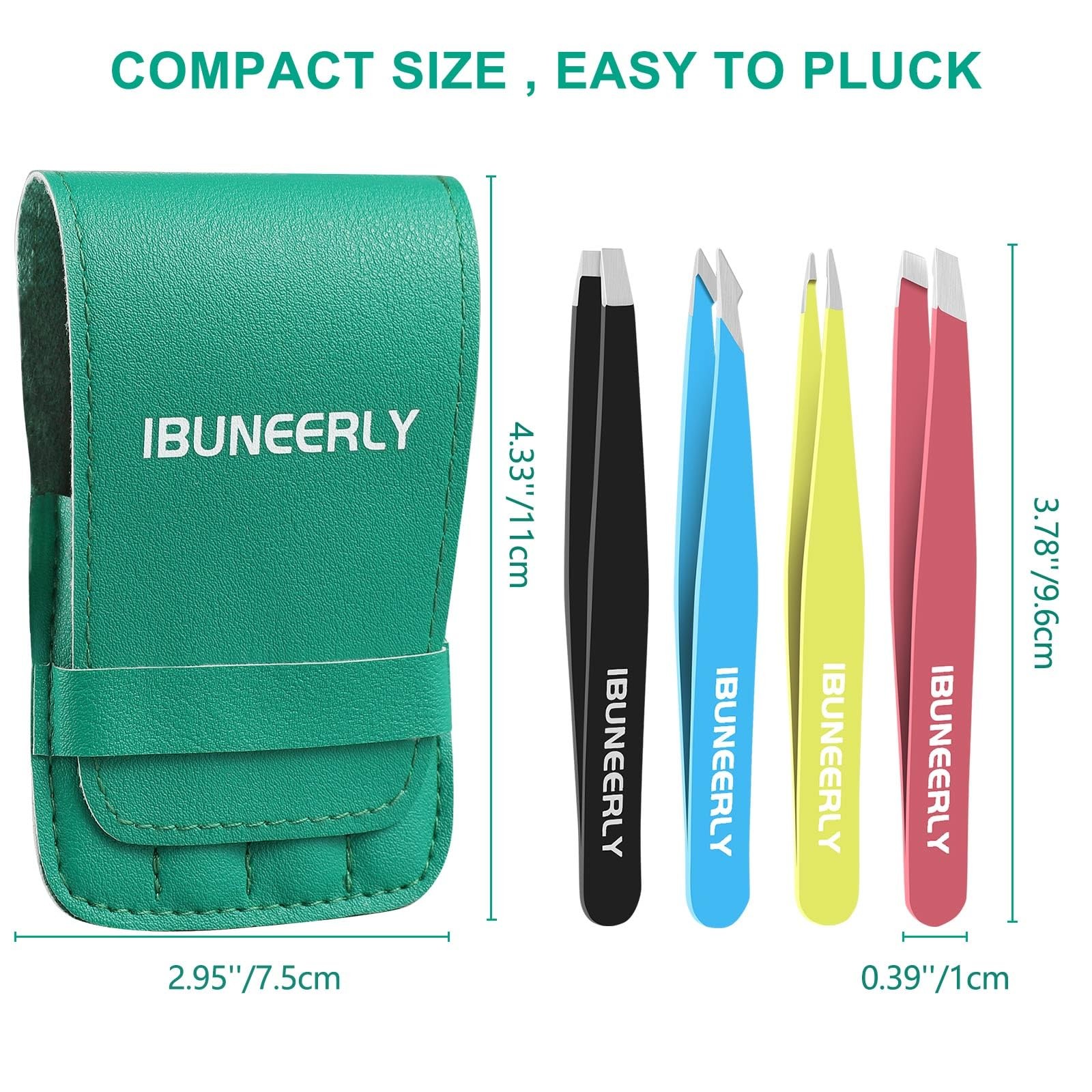 iBuneerly Eyebrows Tweezers Set, 4Pcs Stainless Steel Multi-color
