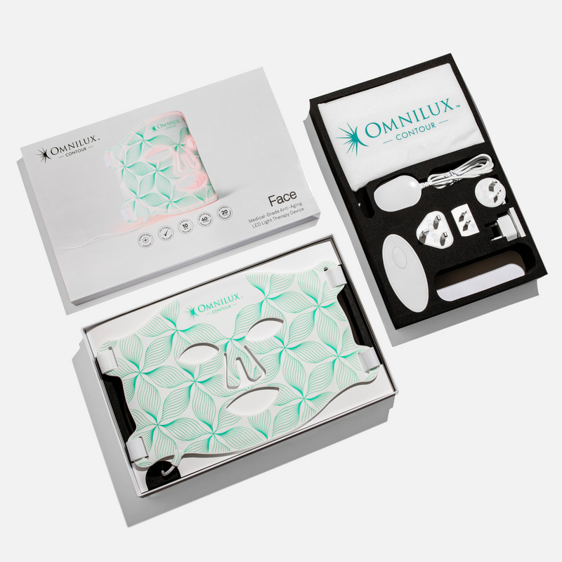 NEW Omnilux Contour Face LED Red Light Therapy Mask Reduce Lines Wrinkles Womens