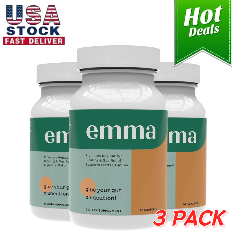 3 Pack Emma Gut Health Supplement 180 Capsules for Bloating Relief & Leaky Gut