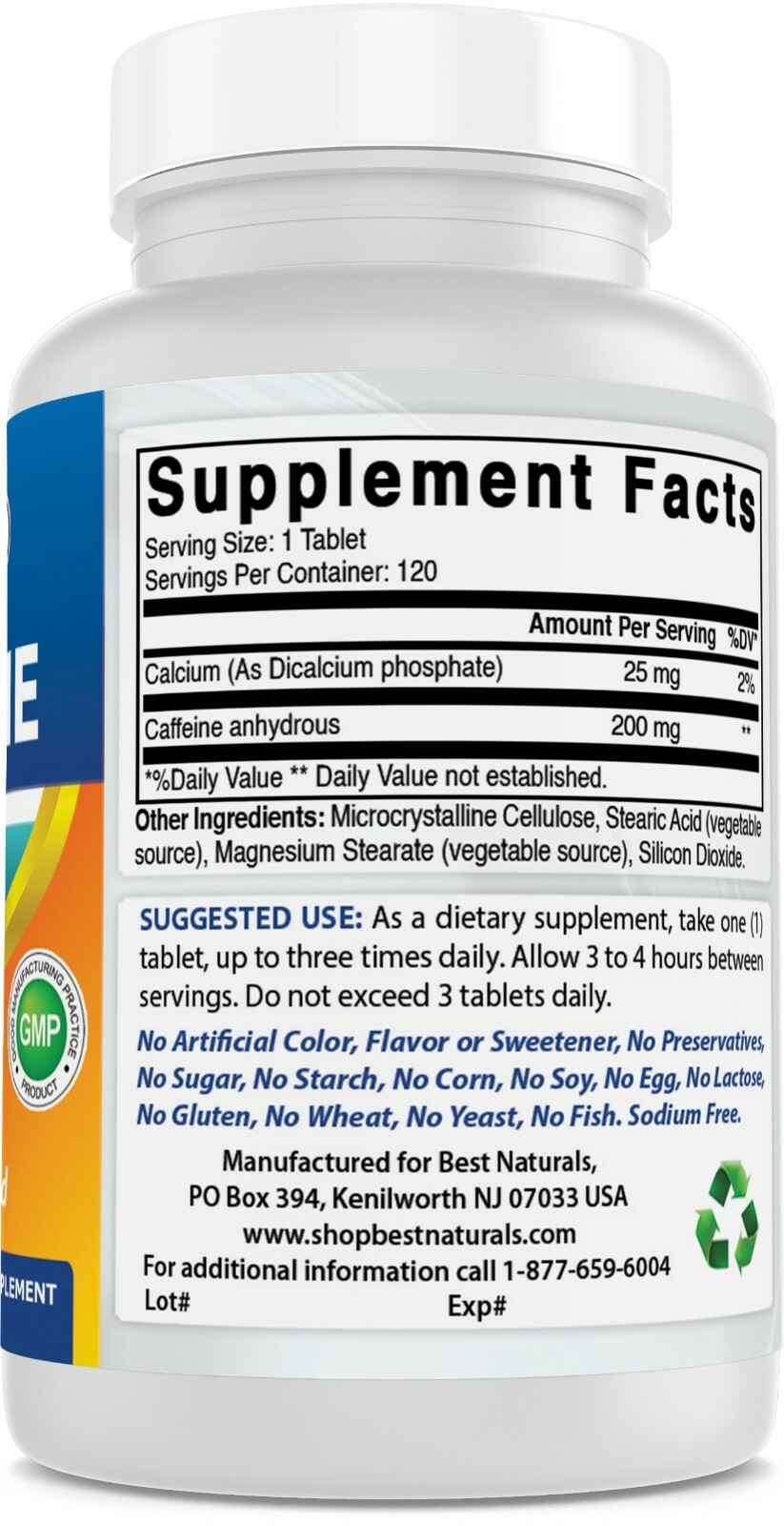 Best Naturals Caffeine 200 mg 120 Tabs