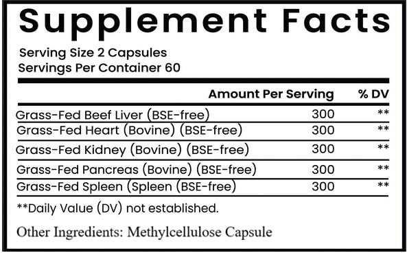 Forge Body Beef Organ Complex Capsules – Grass Fed Pasture Raised for Men