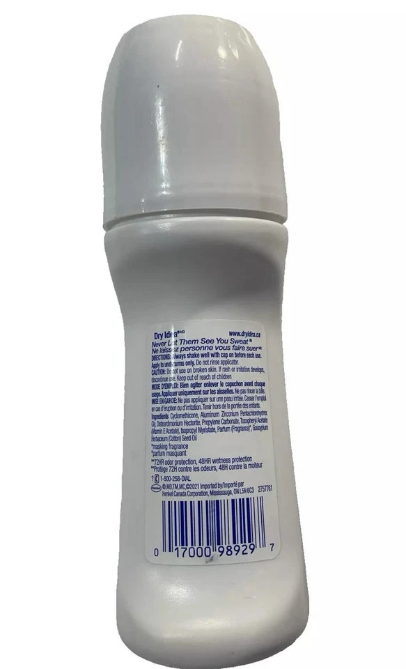 Dry Idea Unscented Advanced Dry Roll On Antiperspirant Deodorant 3.25oz Original
