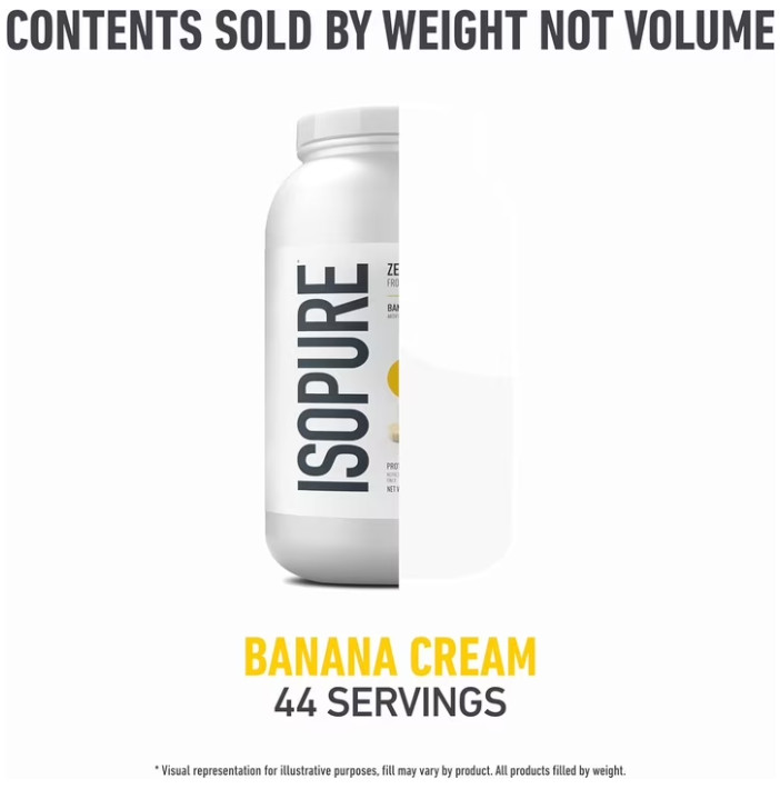 Isopure Zero Carb Whey Protein, Banana Cream, 3 lb, 25g Protein
