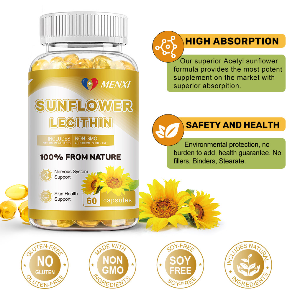 Sunflower Lecithin 1200mg with 360mg Phosphatidyl Cholin Prostate Support Health