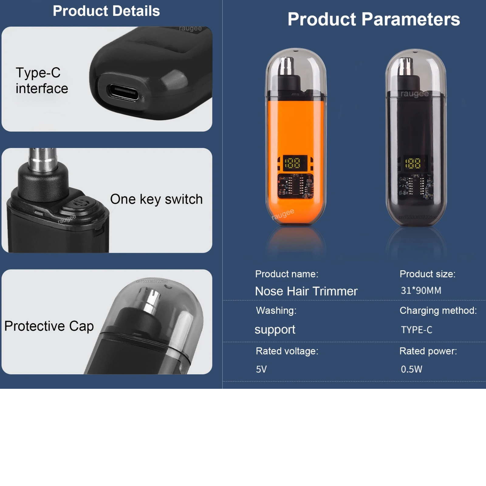 USB Rechargeable Nose Ear Hair Trimmer for Men Portable Clipper Original
