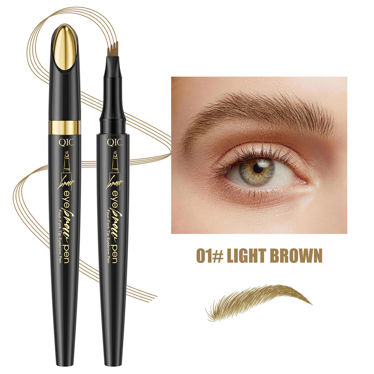 4-Prong Waterproof Eyebrow Pencil – Easy to Apply, Long-Lasting & Smudge-Proof