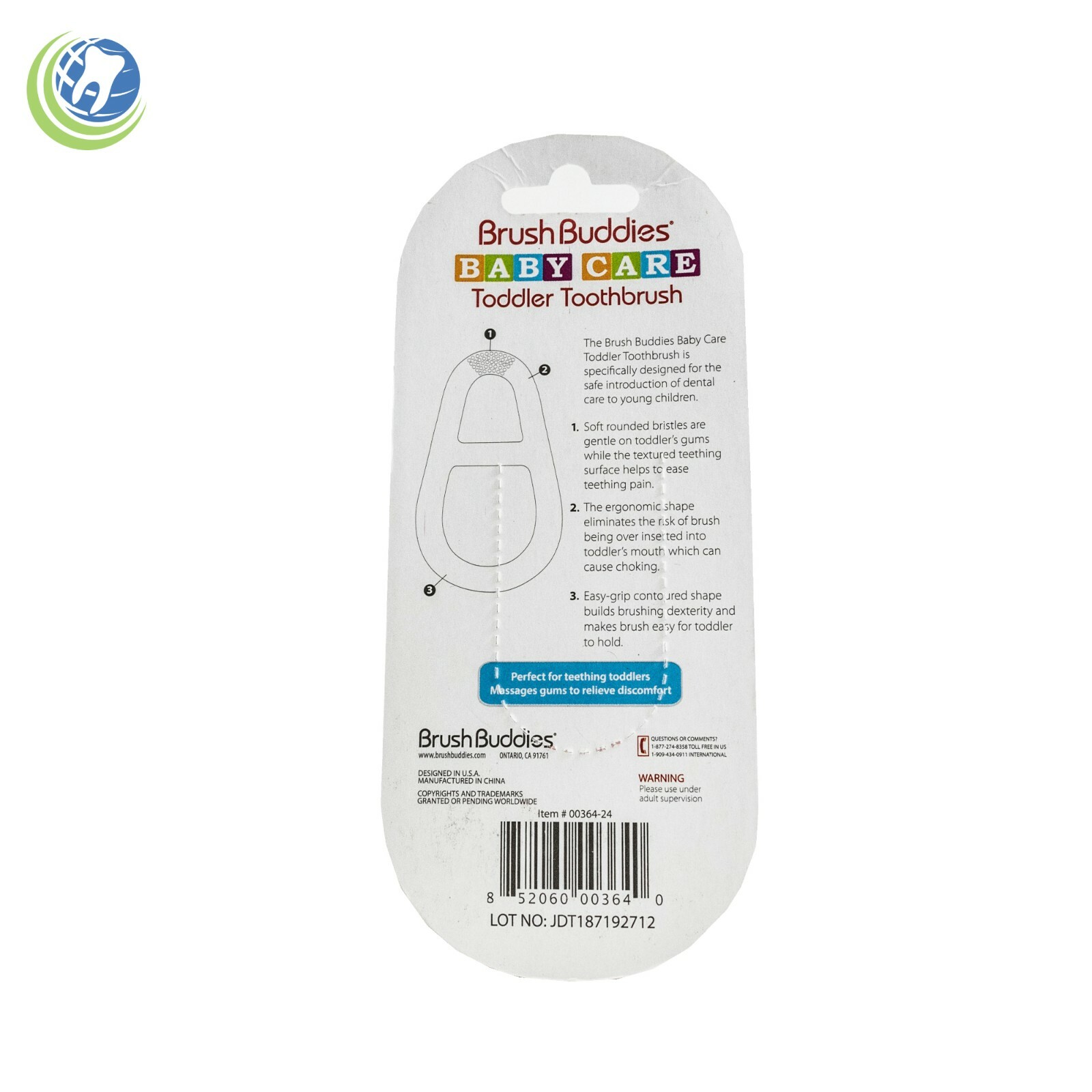 3X New Brush Buddies Baby Care Toddler Toothbrush 3-36 Months Discomfort Relief