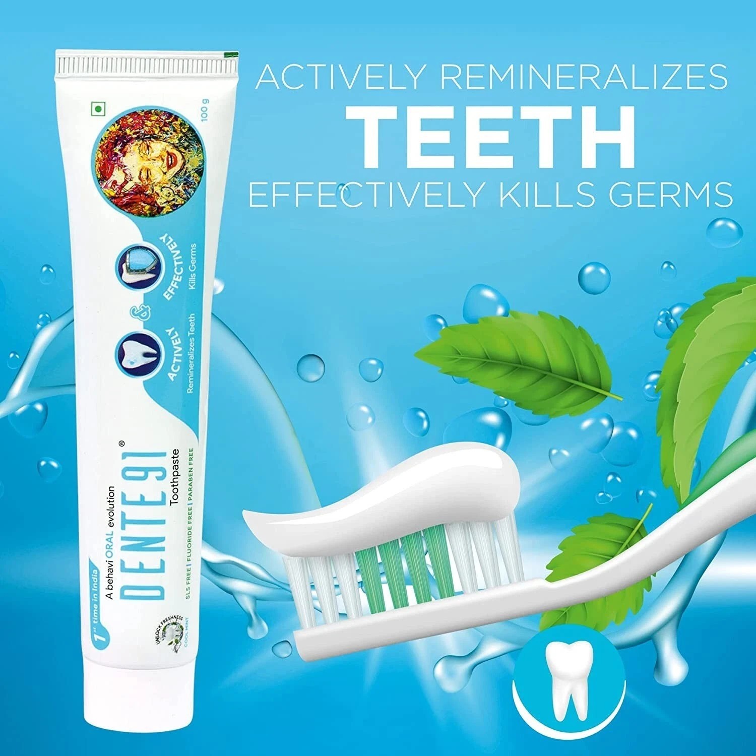 Dente91 Cool Mint Toothpaste| Sensitivity Relief / Pack of 1, 100g