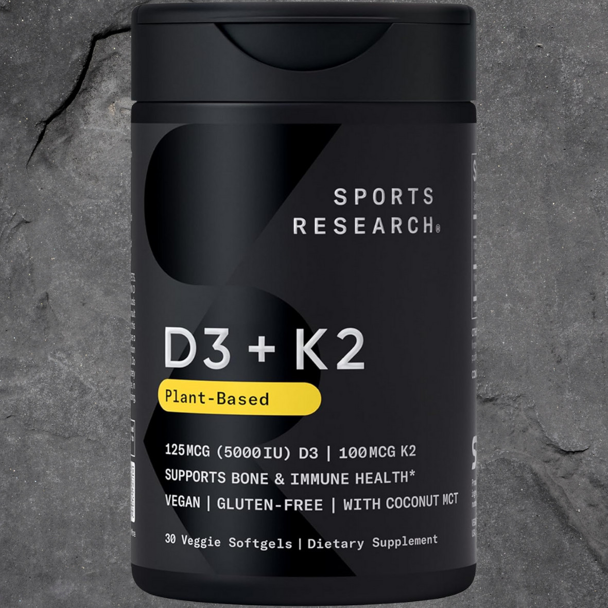 Vitamin D3 K2 Vegan D3 5000iu + K2 MK7 + Plant Based Coconut Oil – 30 Softgels
