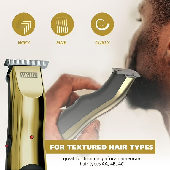 Wahl T-Pro Plus, USB Rechargeable Battery Trimmer, Gold with Rubber Grips