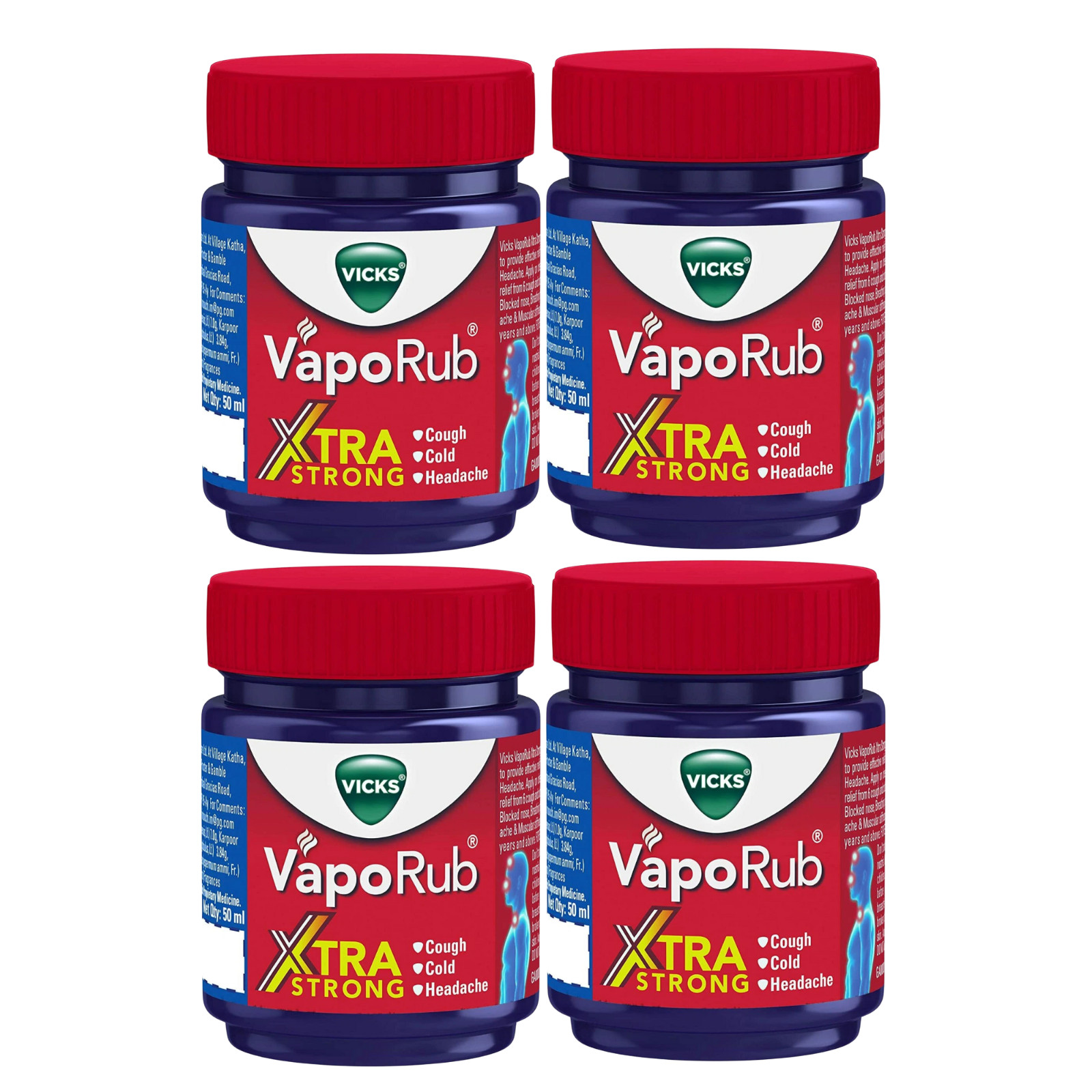 Vicks VapoRub Xtra Strong 50ml Chest Rub Cold Cough Relief Headache Body Ache