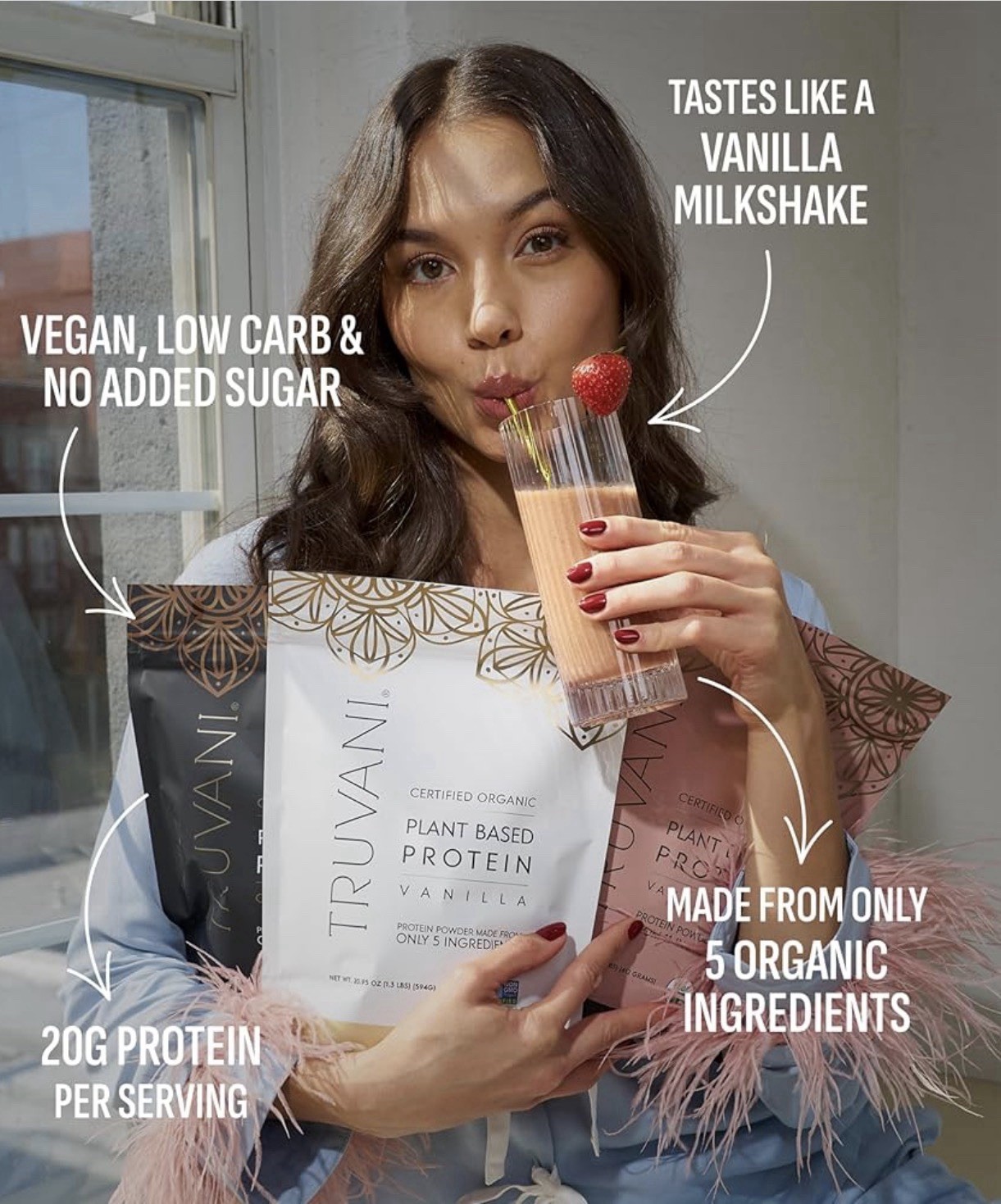 Truvani Organic Plant Based Protein Vanilla 20.95oz New Sealed Exp: 05/2027