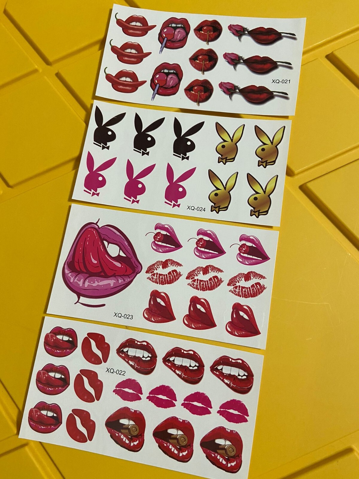 4 Sheets /Set Sexy Naughty Temporary Tattoo Stickers Adult Body Art Lips Kiss