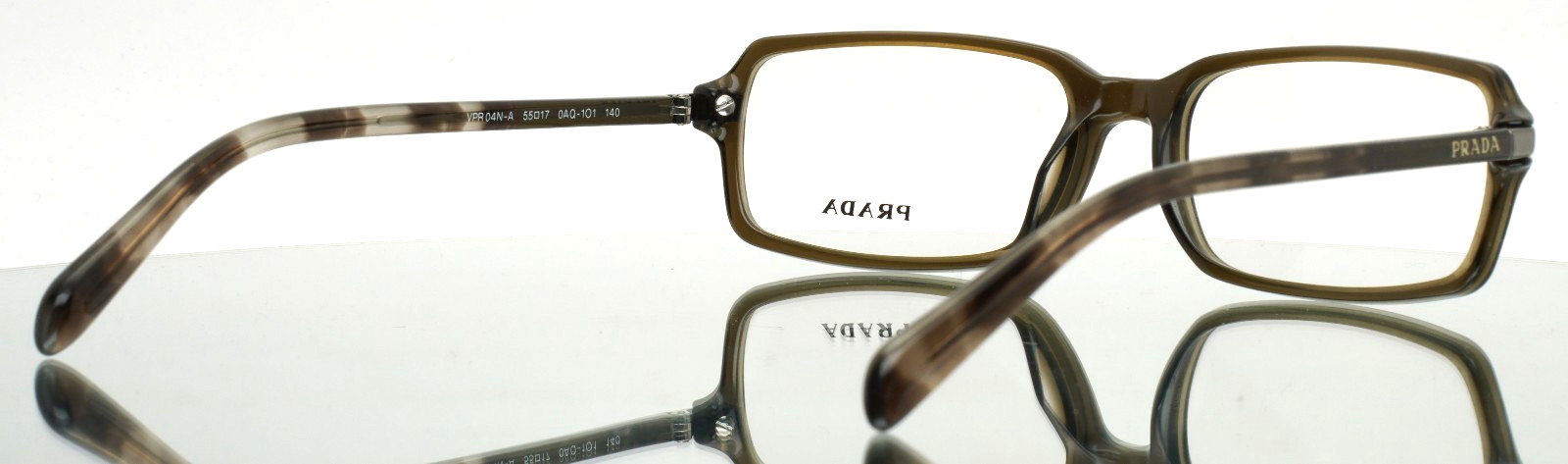 PRADA VPR04N-A 0AQ-1O1 Olive Mens Rectangle Full Rim Eyeglasses 55-17-140 B:32