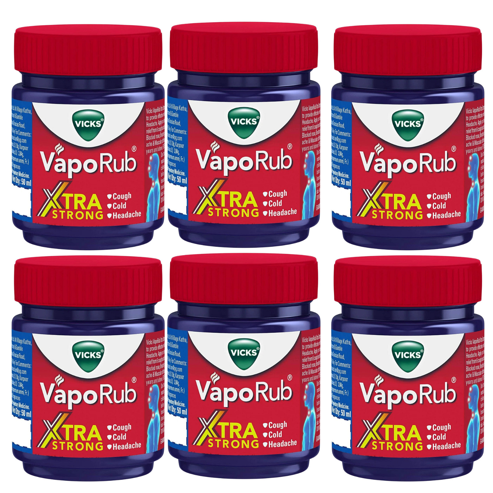 Vicks VapoRub Xtra Strong 50ml Chest Rub Cold Cough Relief Headache Body Ache