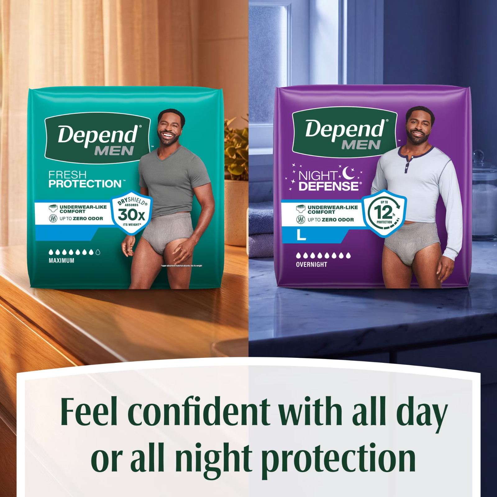 Depend Fresh Protection Incontinence Underwear for Men, Adult Diapers, L, 72 Cou