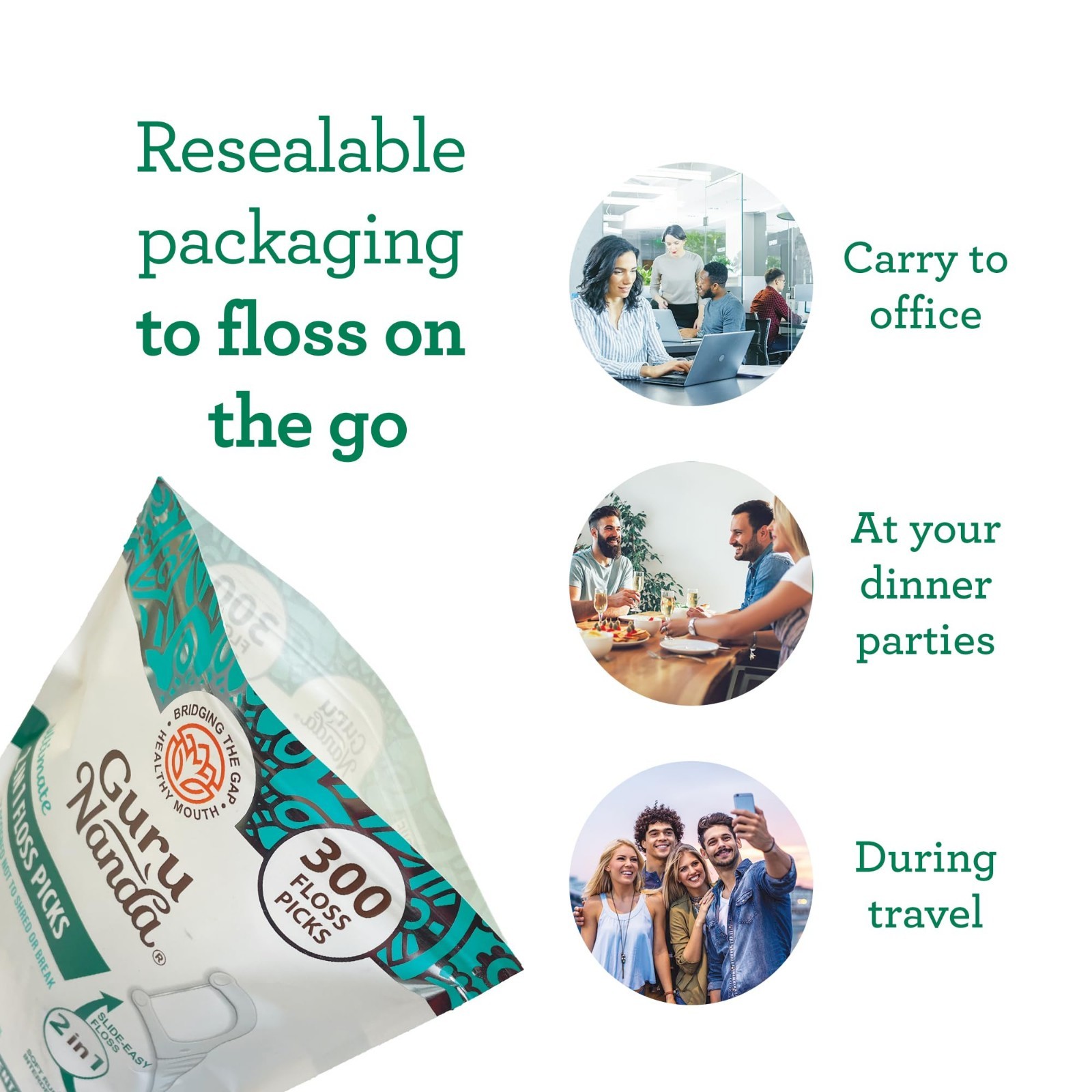 2-in-1 Dental Floss Picks – Non-Slip Grip, Easy Slide, No Break Flosser – Mint F