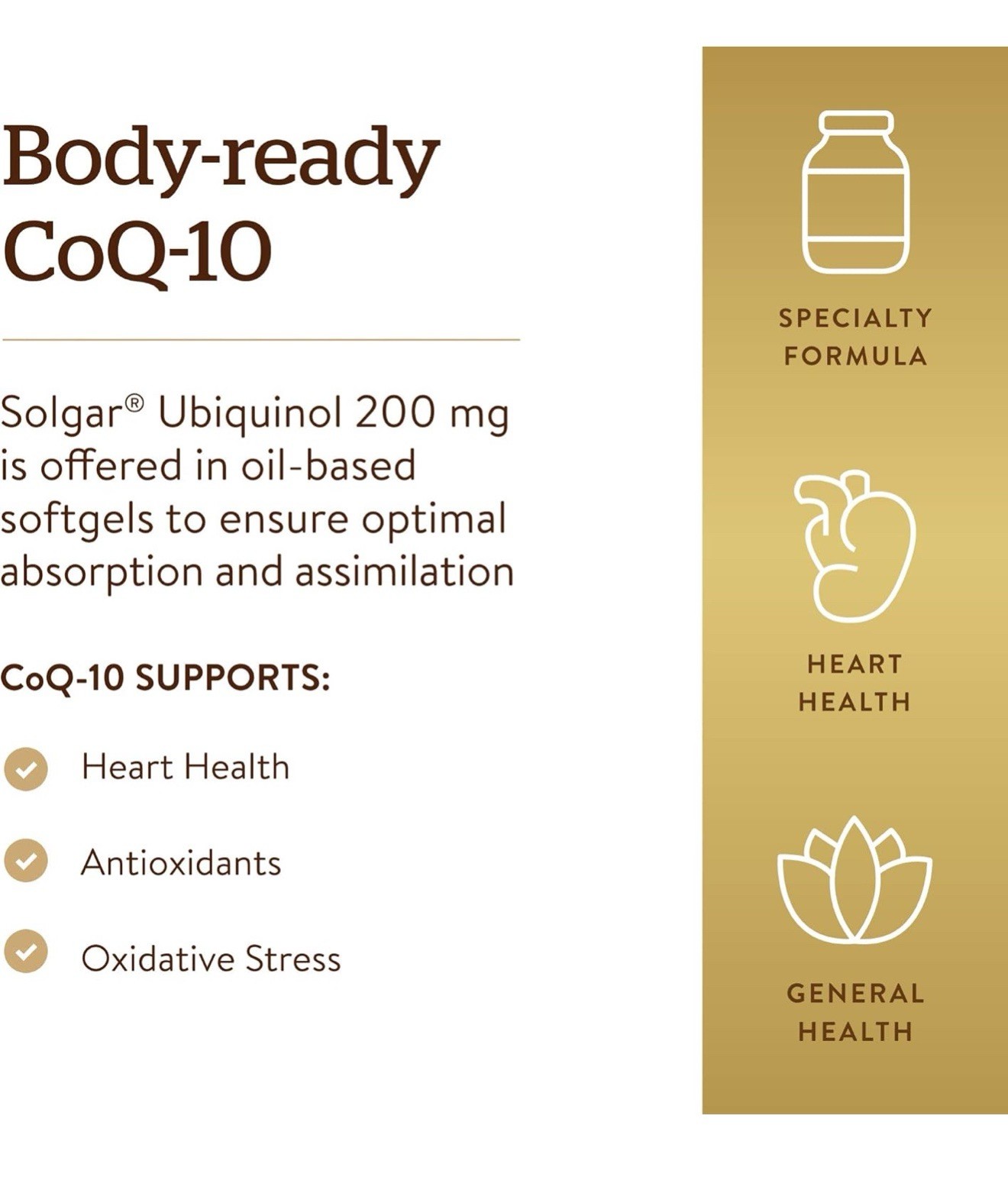 Solgar Ubiquinol 200mg Dietary Supplement 30 Cap 03/2026