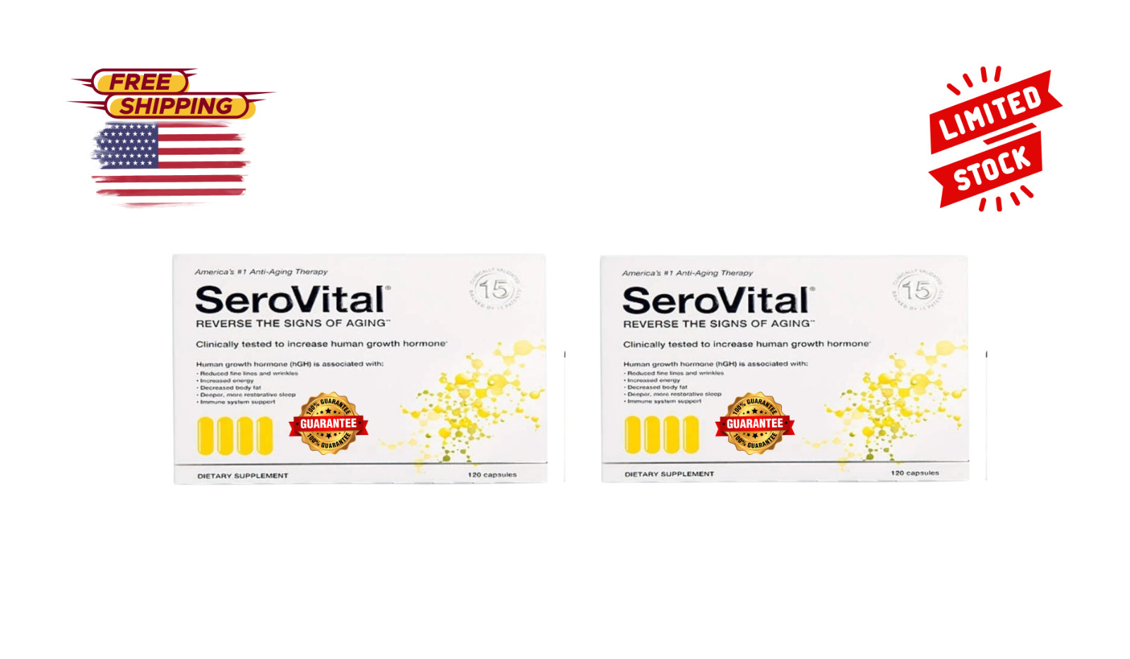 2X SeroVital Reverse The Signs of Aging Dietary Supplement – 120 Capsules EXP 27