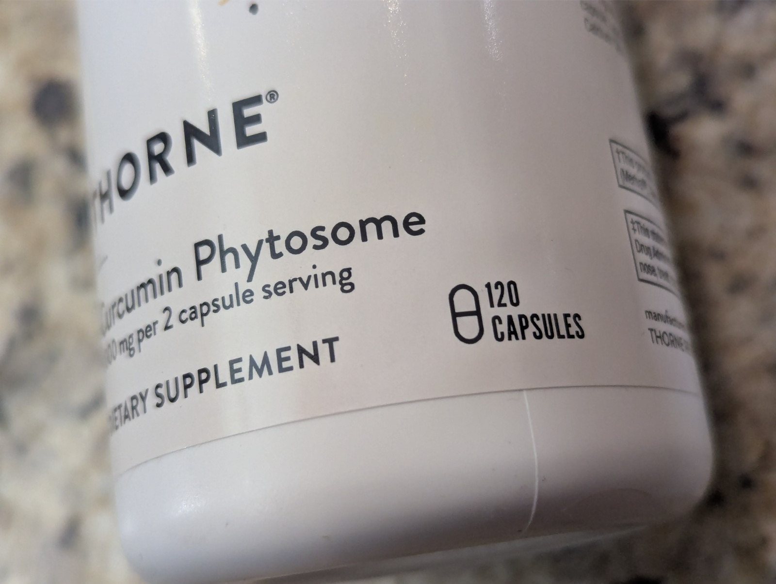 Thorne 1000mg per 2 cap serving Curcumin Phytosome 120 capsules exp: 11/2028