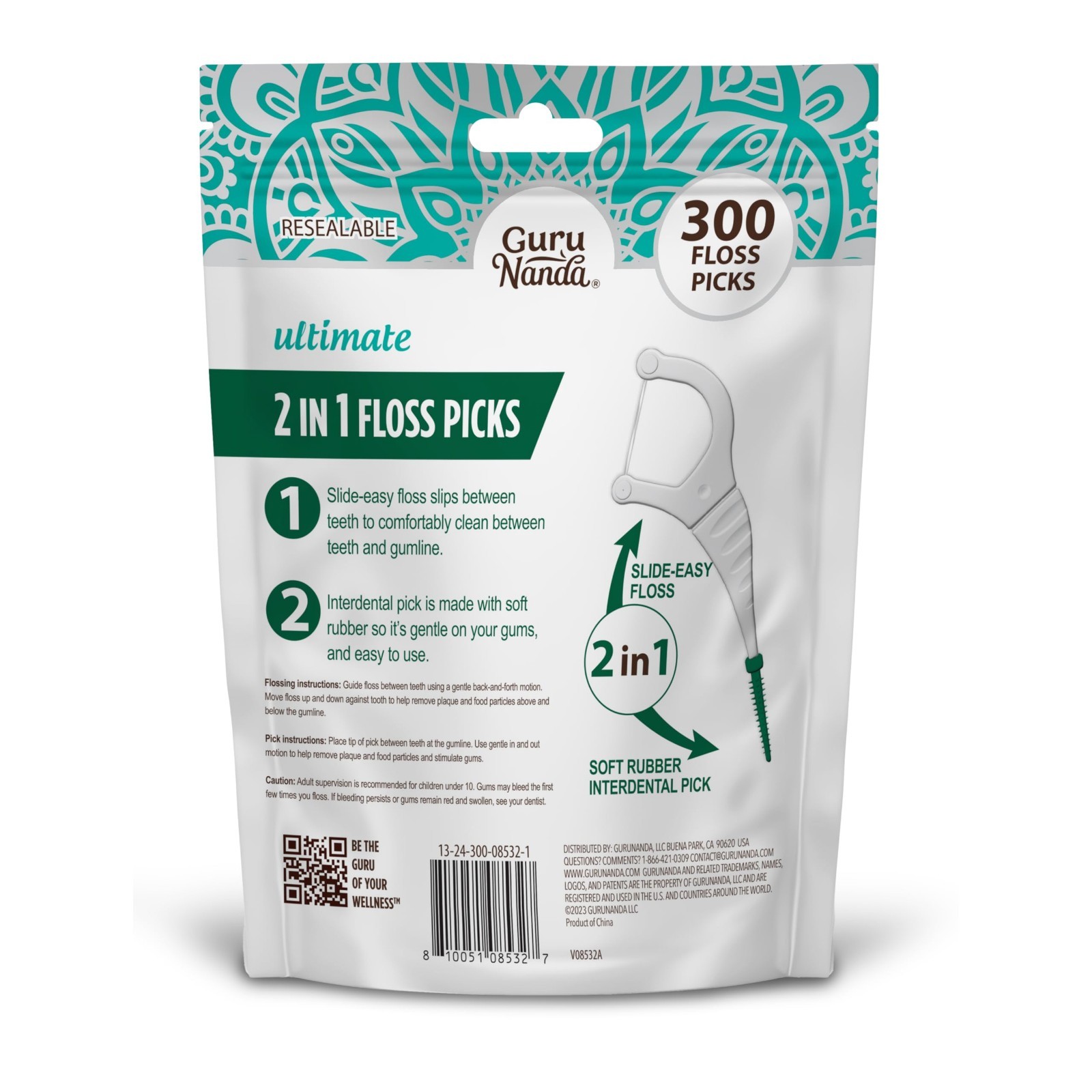 2-in-1 Dental Floss Picks – Non-Slip Grip, Easy Slide, No Break Flosser – Mint F