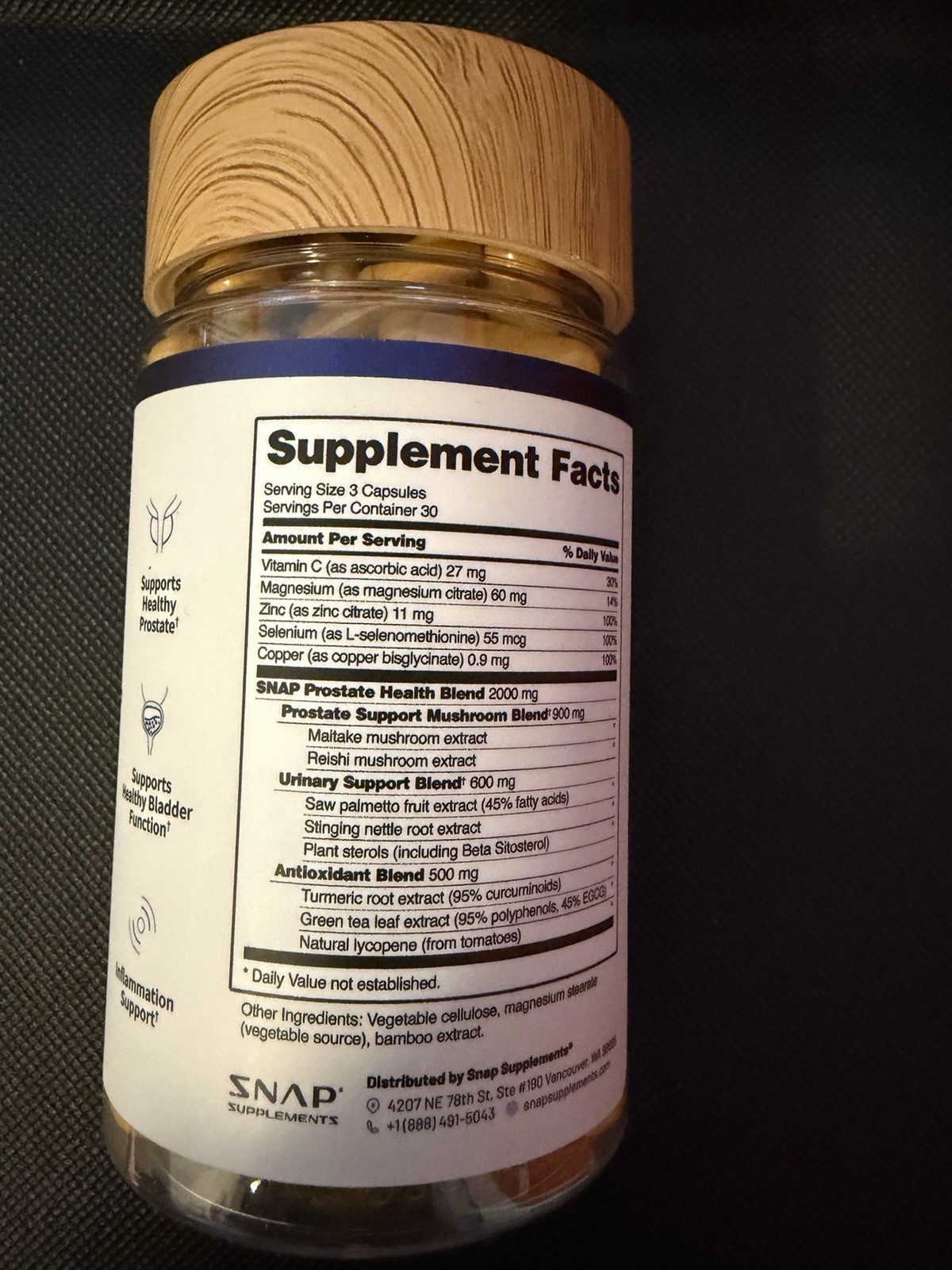 Snap Supplements Prostate Health Saw Palmetto 90 Vegcaps Exp 05/28