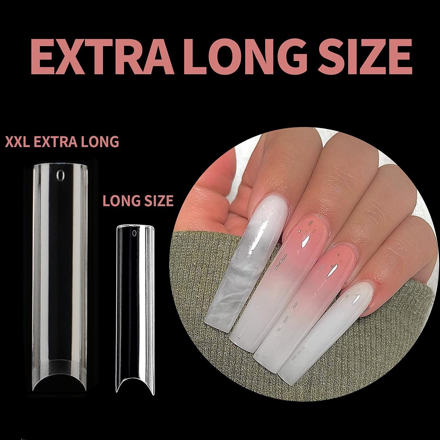 Clear 216 PCS Half Cover Tapered Square Nail Tips – Perfect for Lasting Elegance