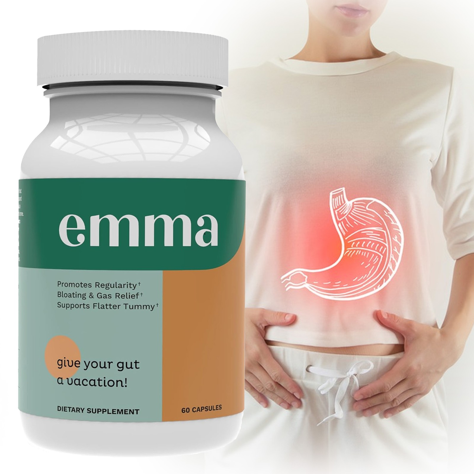3 Pack Emma Gut Health Supplement 180 Capsules for Bloating Relief & Leaky Gut⭐