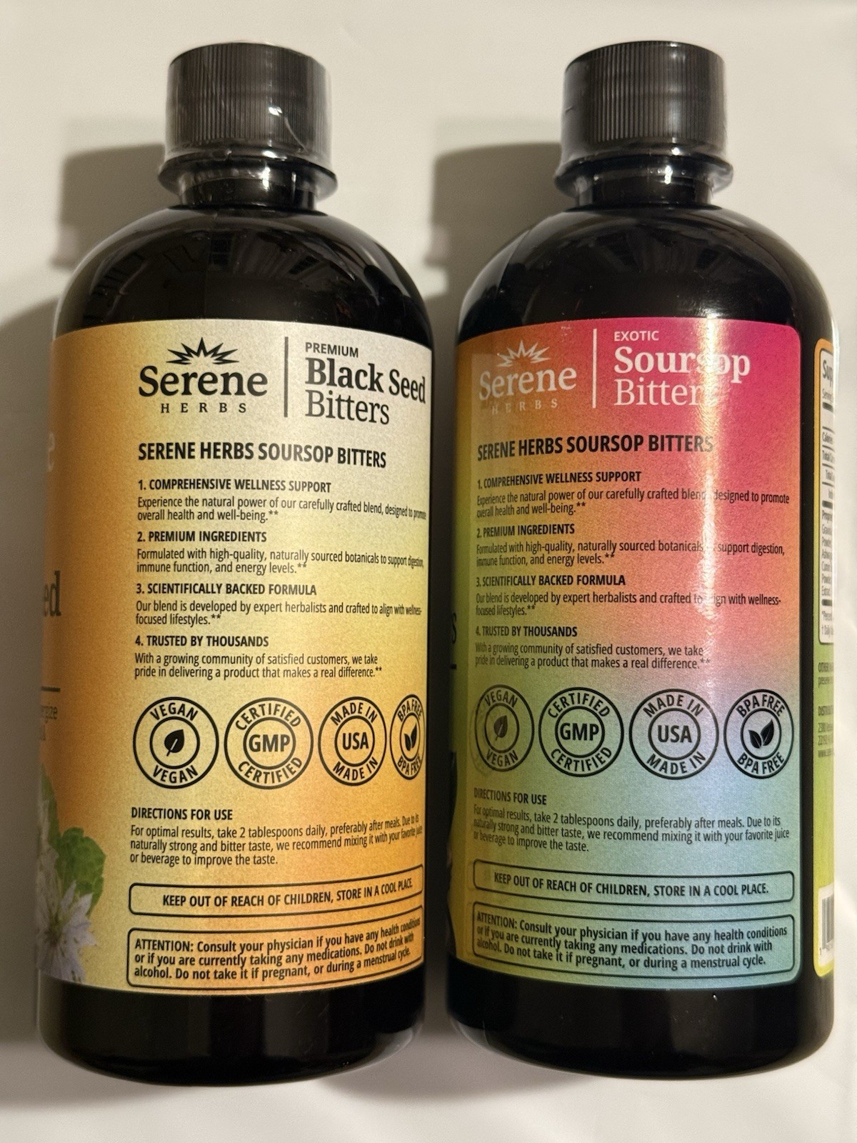 Serene HERBS Soursop Bitters & Black Seed Bitters Bundle Detox And Cleanse