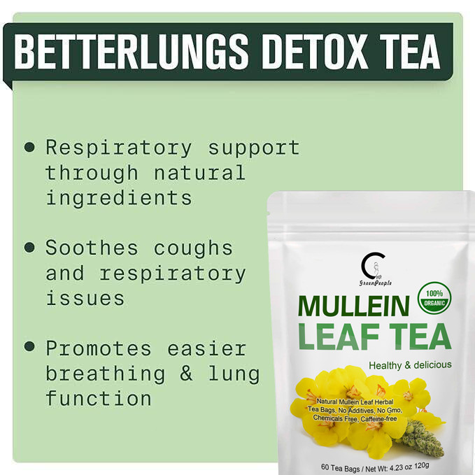 Mullein Leaf Tea for Lungs Cleanse & Immune Support, 100% Natural, Caffeine Free