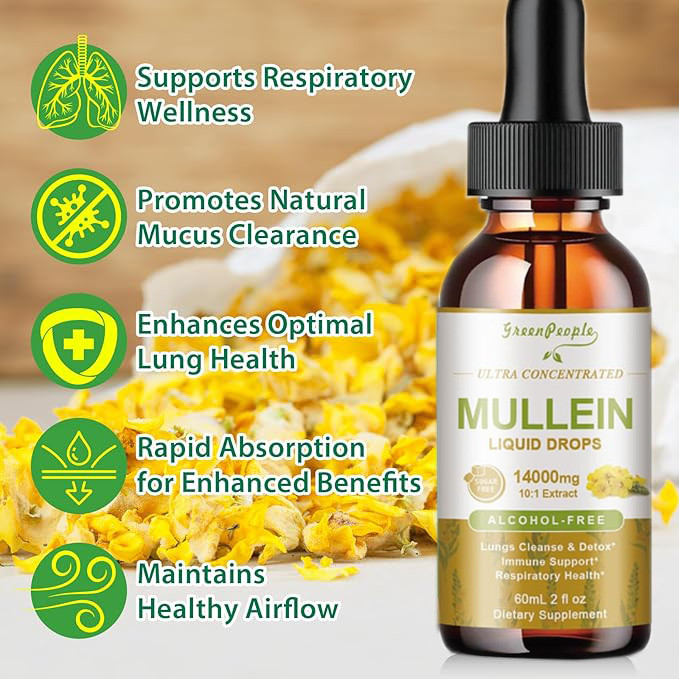 Mullein Leaf Extract Liquid Natural 13-in-1 Lung Cleanse & Detox Supplement