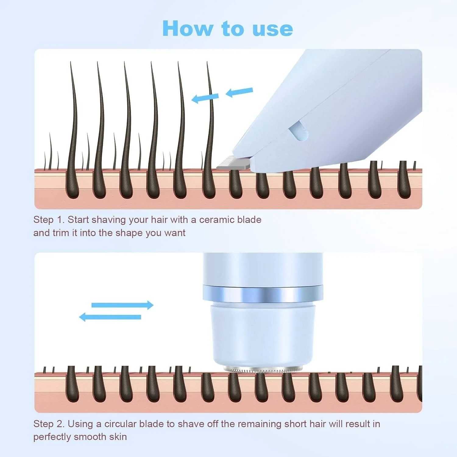 Women’s 2 In 1 Electric Shaver Trimmer Rechargeable Type C Hair Remover