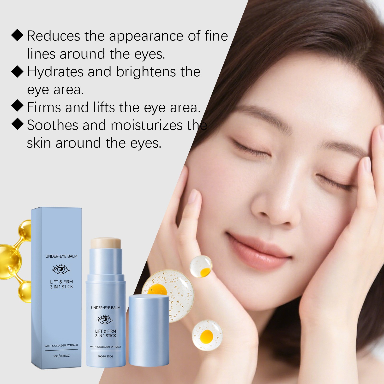 Korean Under Eye Balm Stick, Collagen Hydrating, Firming for Fine Lines