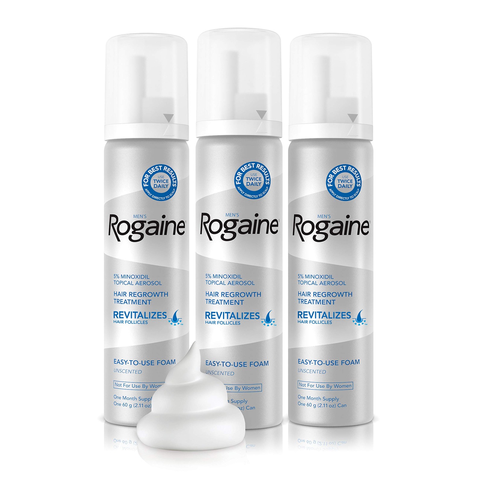 Rogaine Men’s 5% Minoxidil Foam Hair Regrowth Treatment, 3×2.11 oz Exp 09/2027