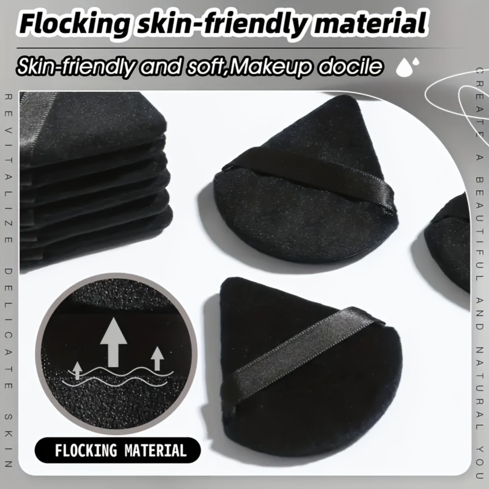 12PCS Black Velour Triangle Powder Puff Soft for Loose Mineral Powder